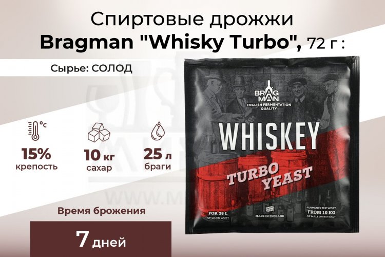 Спиртовые дрожжи Bragman "Whisky Turbo", 72 г