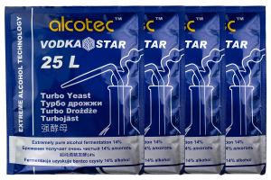 Комплект: Спиртовые дрожжи Alcotec "VodkaStar Turbo", 66 г, 4 шт. 